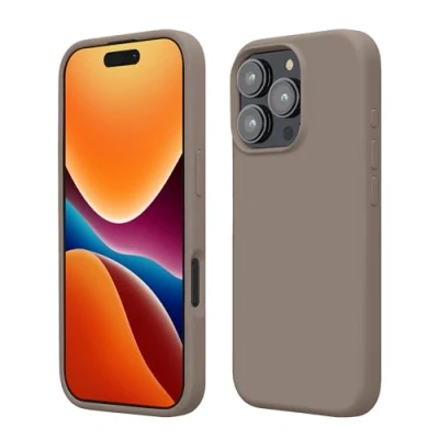 Afbeelding van kwmobile telefoonhoesje geschikt voor Apple iPhone 16 Pro Hoesje met siliconen coating Smartphone case in taupe
