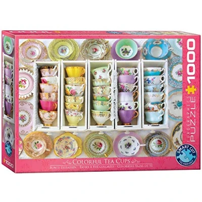 Afbeelding van Eurographics puzzel Tea Cups Boxes 1000 stukjes