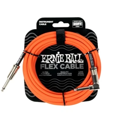 Afbeelding van Ernie Ball Flex Cable instrumentenkabel recht en schuin, 6,1 m, oranje