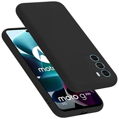 Afbeelding van Cadorabo Hoesje geschikt voor Motorola MOTO G200 5G in LIQUID ZWART Beschermhoes gemaakt van flexibel TPU silicone Case Cover
