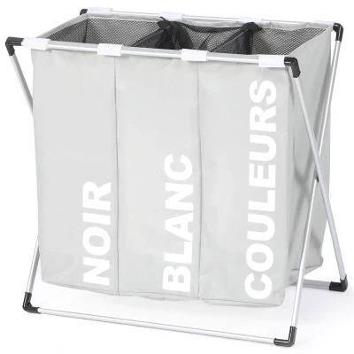 Afbeelding van Panier à linge pliable 3 compartiments gris