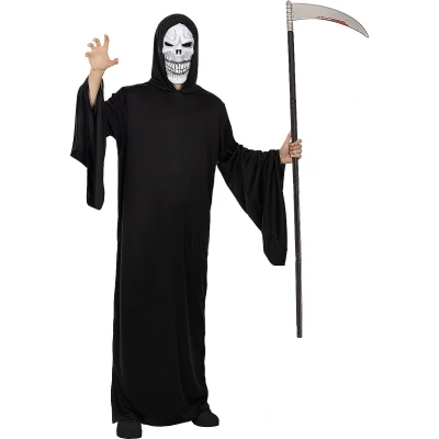 Afbeelding van Funidelia Grim Reaperkostuum voor mannen Horror, Reaper, Death, Halloween Kostuum Volwassenen Accessoire verkleedkleding en rekwisieten Halloween, carnaval &amp; feesten Maat XXL Zwart