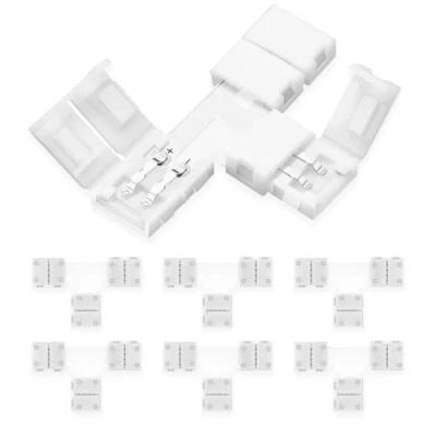 Afbeelding van UBRAVE Led stripconnector, set van 6 T vormige connectoren, led, snelkoppeling, 2 polig, voor SMD 3528/2835 RGB, waterdicht, 8 mm breed, gratis lassen