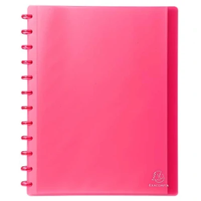 Image de Exacompta Réf. 86355E 1 Protège documents amovible à anneaux avec 30 pochettes grainées détachables 60 vues pour A4 dim 24,5 x 31 cm couverture rigide translucide couleur rouge