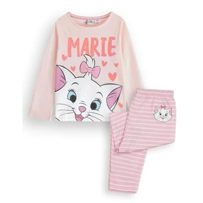 Afbeelding van Disney The Aristocats Marie Meisjes pyjamaset Gestreepte pyjama met lange mouwen en pijpen in Roze voor kinderen Nachtkleding Merch Cadeau,