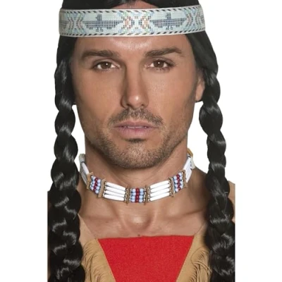 Afbeelding van Smiffys Native American geïnspireerde witte choker ketting,