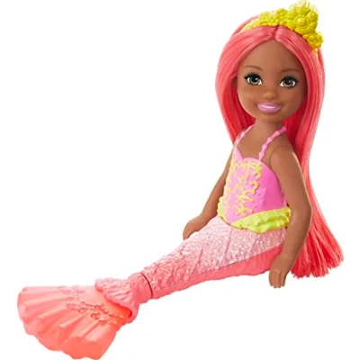 Afbeelding van Barbie Dreamtopia Chelsea Mermaid Doll, 16,5 cm met koraalgekleurd haar en staart