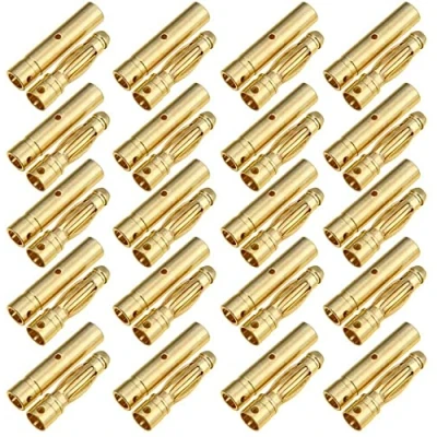 Afbeelding van 20 paar vergulde 3.0 MM banaan plug bal mannelijke vrouwelijke connector adapter voor RC Lipo batterij ESC motoren