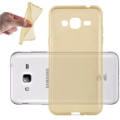 Afbeelding van Cadorabo Hoesje geschikt voor Samsung Galaxy J3 2016 in TRANSPARANT GOUD Beschermhoes gemaakt van flexibel TPU Silicone Case Cover