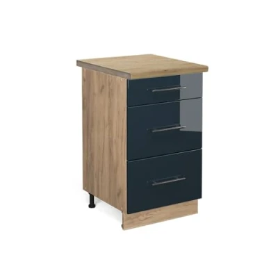 Afbeelding van Vicco Keukenonderkast Fame Line, Donkerblauw hoogglans/Krachtige Eik goud, 50 cm , WB
