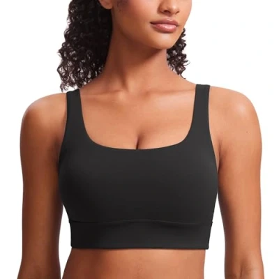 Afbeelding van CRZ YOGA ButterLuxe gevoerde sportbeha voor dames, laag impact, U rug, zwart.