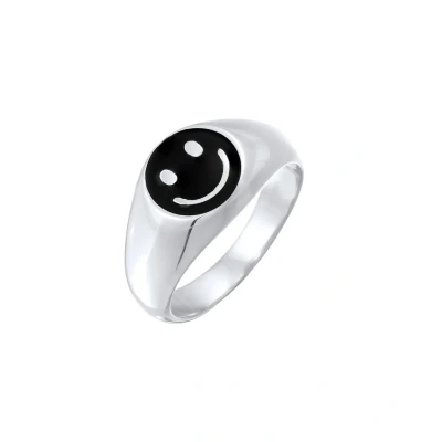 Afbeelding van Kuzzoi Smiley Emoij Ring, Heren, Maat: 60, Schwarz