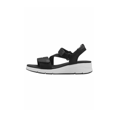 Afbeelding van Tamaris Comfort Sandalen met sleehak, Dames, Maat: 36, Black Textiel/ synthetisch