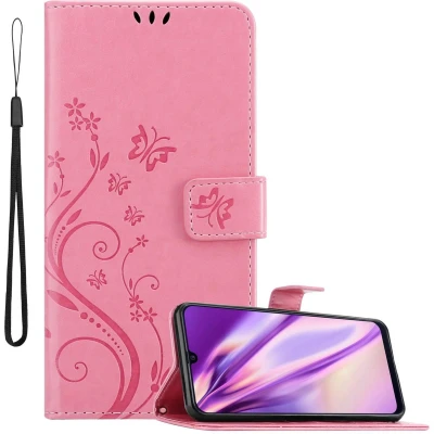 Afbeelding van Cadorabo Hoesje geschikt voor Samsung Galaxy M31 in BLOEMEN ROZE Beschermhoes bloemmotief met magnetische sluiting, standfunctie en kaartsleuven Book Case Cover Etui