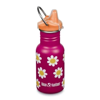 Afbeelding van Klean Kanteen Classic Narrow Drinkfles (Sippy Cap) met roestvrijstalen dop in de kleur roze, 355 ml volume, 1011200