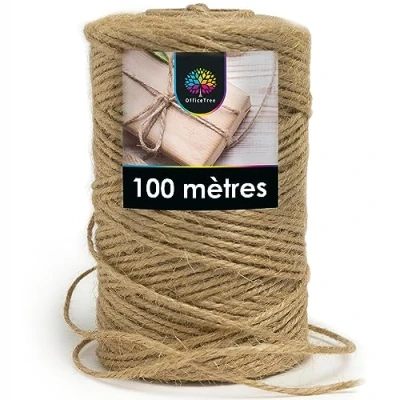 Afbeelding van OfficeTree ® jute touw, rol van 100 m, koord, hoogwaardig natuurproduct voor de decoratie tuinen en handwerk, touw (1 rol)