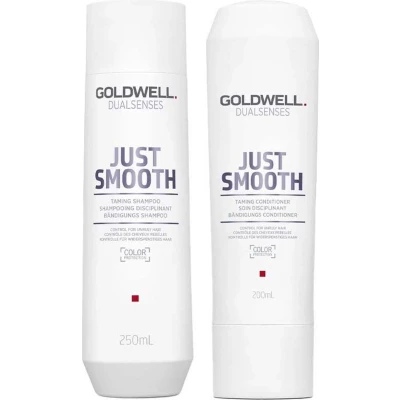 Afbeelding van Goldwell Dualsenses Just Smooth Taming Shampoo 250ml + Conditioner 200ml bundel/set/pakket Haibu by Kapperskorting.com