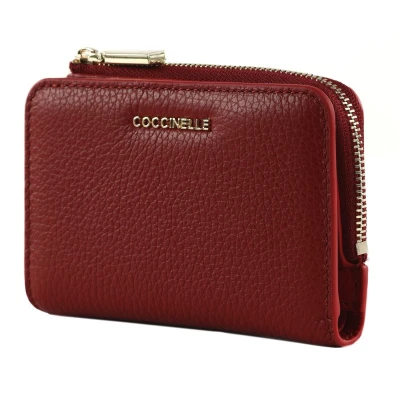 Afbeelding van COCCINELLE Leren portemonnee Metallic Soft Wallet Ruby donkerrood