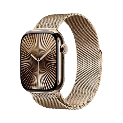 Image de Apple Watch Series 10 4G 46mm Gold Titanium (Bracelet Milanais Dorées M/L)