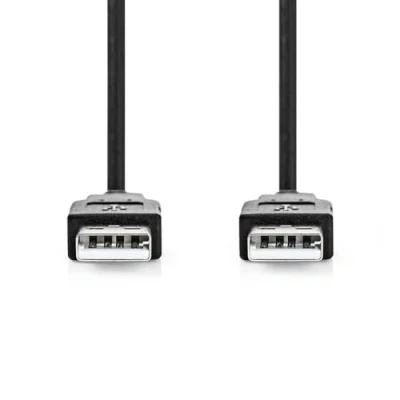 Afbeelding van Nedis USB Kabel 2.0 A Male 480 Mbps Vernikkeld 3.00 m Rond PVC Zwart Label