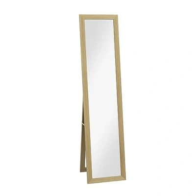 Afbeelding van HOMCOM Staande spiegel in volledige lengte met standaard, voor slaapkamer, hal, aluminium, eiken, 37 x 157 cm