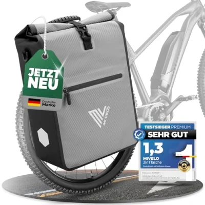 Afbeelding van MIVELO 2 in 1 fietstas voor bagagedrager, 100% waterdicht, 25 liter, carbongrijs