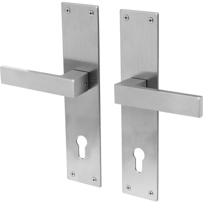Afbeelding van Deurkruk Lavuzo Trapini RVS Deurklink op schild PC72 Per set
