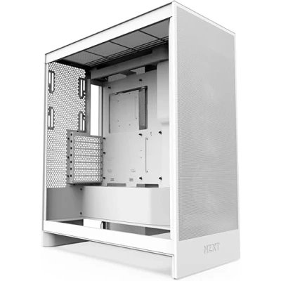 Image de Boitier PC NZXT H7 FLOW moyen tour blanc RGB avec panneau latéral verre trempé