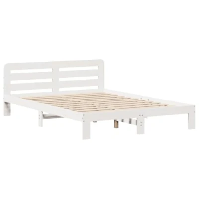 Image de vidaXL Cadre de lit sans matelas blanc 150x200 cm bois pin massif