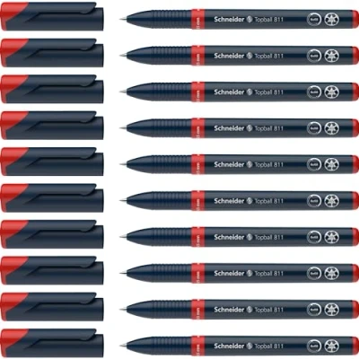 Afbeelding van rollerball Schneider Topball 811 0,5mm rood doos met 10 stuks
