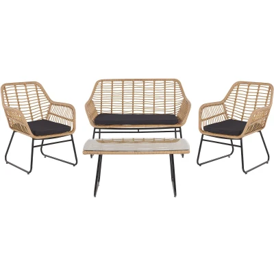 Afbeelding van Beliani MINORI Loungeset voor 4 Natuurlijk PE rotan