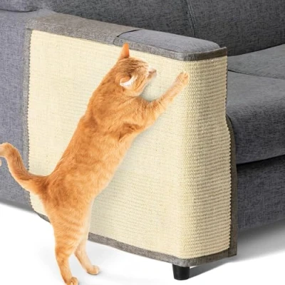 Afbeelding van Navaris katten krabmat Bescherming van meubels Voor banken en stoelen Krabbescherming de rechterkant Lichtbruin