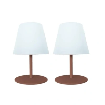 Afbeelding van Set van 2 draadloze tafellampen LUMISKY TWINS Terracota H16 cm LED