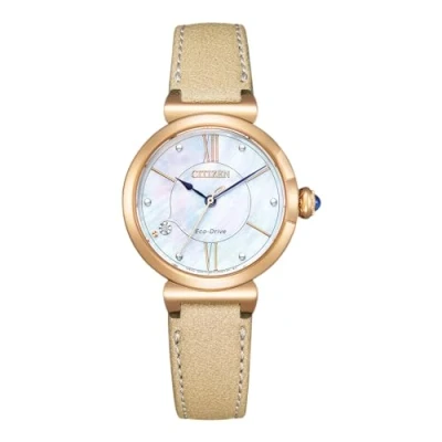 Afbeelding van Citizen L May bells EM1073 18D Horloge Leer Crème Ø 29 mm
