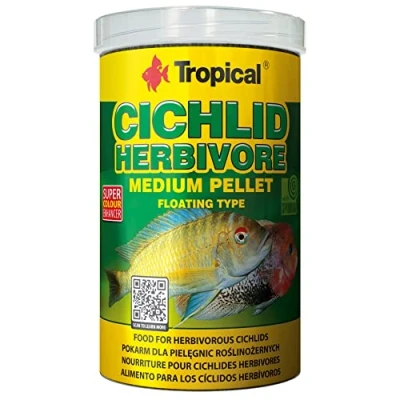 Afbeelding van Tropical Cichlide Pellets Herbivoor Medium (1 Liter) Visvoer