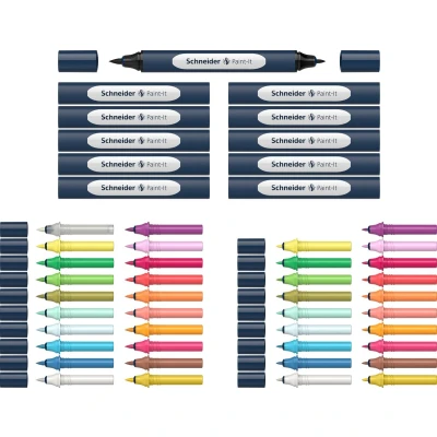 Afbeelding van Schneider stift Twinmarker set Paint It 040 20 kleuren + 6 houders blender S ML04010902