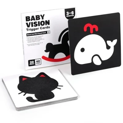 Afbeelding van Flash kaarten met hoog contrast, visuele stimulatie, zwart wit, pasgeborenen, 3 6 maanden, Montessori speelgoed, sensorische ontwikkeling, baby&#039;s, cadeau