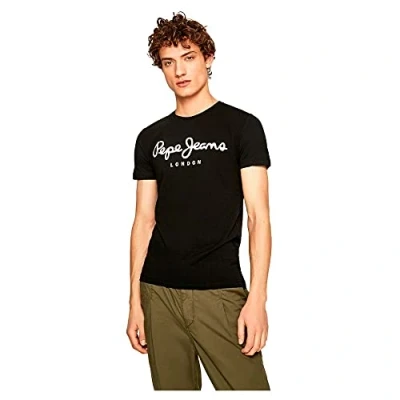 Image de Pepe Jeans ORIGINAL Stretch PM501594 T Shirt, Noir, Large, Homme