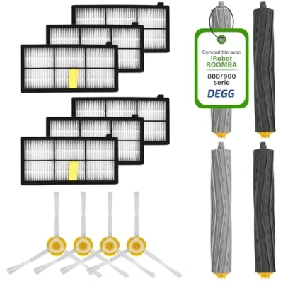 Afbeelding van DEGG® Onderhoudsset XL Geschikt voor iRobot Roomba 800/900 Serie Onderdelen 4x Roller, 6x Hepa filter, Spinner (zijborstel) MEGAPAKKET