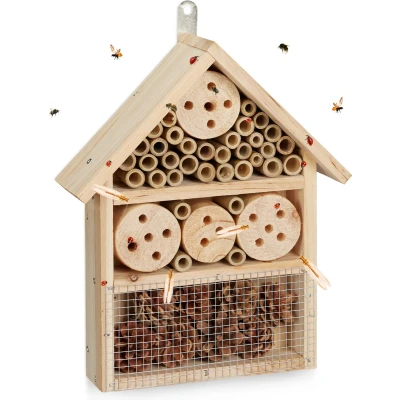 Afbeelding van bijenhotel bouwpakket groot 33 x 24,5 7 cm insectenhuis hout