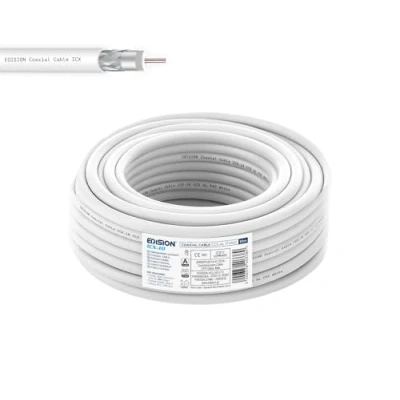 Afbeelding van EDISION ICX 10 Coaxkabel, m, antennekabel, satelliet tv, intern, PVC, wit, koper staal CCS/AL, 17VAtC, CPR Eca, klasse A, SAT kabel, voor DVB S2, T/T2, C, RADIO, spoel m