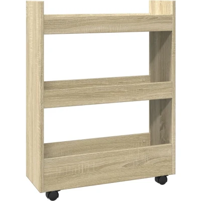 Afbeelding van vidaXL Opbergtrolley smal 3 laags bewerkt hout sonoma eikenkleurig