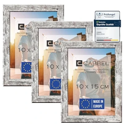 Afbeelding van CABBEL Set van 3 fotolijsten 10 x 15 cm MDF hout met onbreekbaar acrylglas in berk