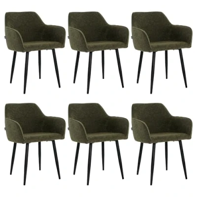 Afbeelding van Lina® Diamond Eetkamerstoel Groen Set van 6 Boucle