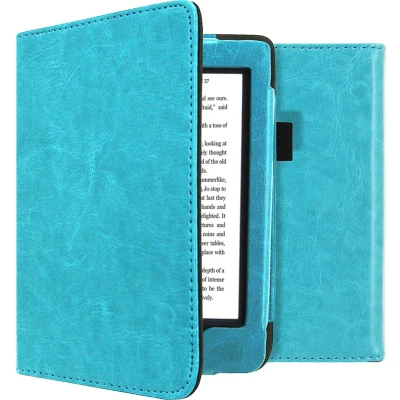 Afbeelding van Hoesje geschikt voor Kobo Nia iMoshion Vegan Leather Bookcase Lichtblauw