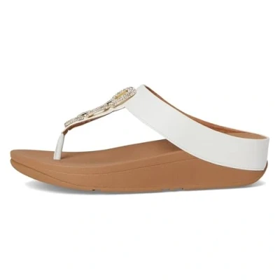 Afbeelding van Fitflop Fino Crystal chain lederen teen sandalen voor dames, Wit.