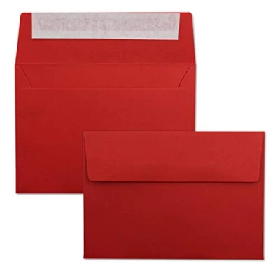 Afbeelding van Neuser 50 gekleurde enveloppen C6 162 x 114 mm rood zelfklevend