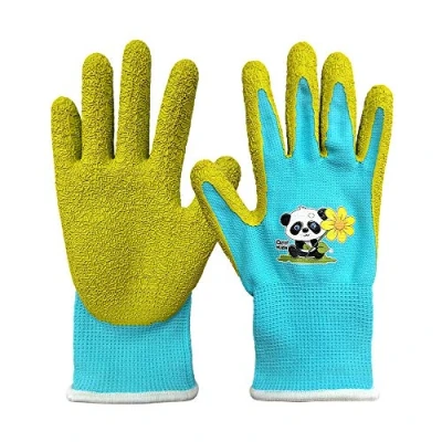 Afbeelding van QEARSAFETY Tuinhandschoenen voor kinderen van 3 tot 6 jaar, rubberen handpalm water en vuilbestendigheid (3 jaar oud, blauw/appelgroen)