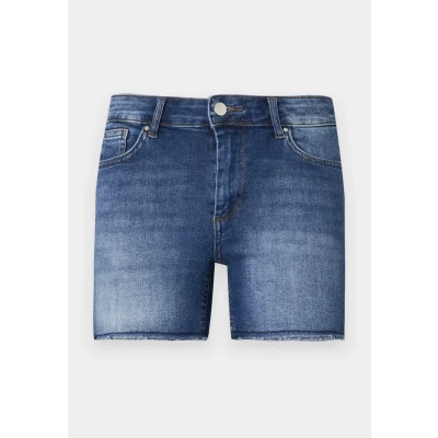 Afbeelding van ONLY Onlblush MID RAW Jeansshort, Dames, Maat: Large, Dark blue denim