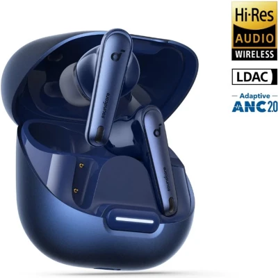 Afbeelding van soundcore Liberty 4 NC Wireless Noise Cancelling Earbuds (Donkerblauw) 98.5% Reduction draadloze oordopjes Adaptive to Ears and Environment Hi Res Sound 50H Battery